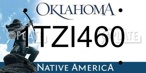 1TZI460 Oklahoma License Plate