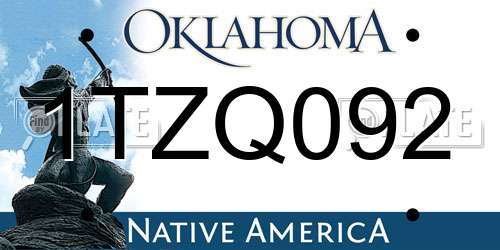 1TZQ092 Oklahoma License Plate