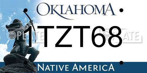 1TZT68 Oklahoma License Plate