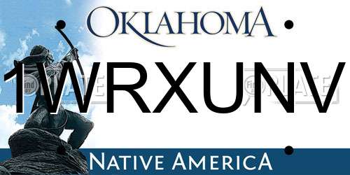 1WRXUNV Oklahoma License Plate