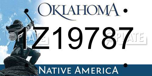 1Z19787 Oklahoma License Plate