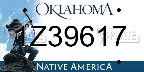 1Z39617 Oklahoma License Plate