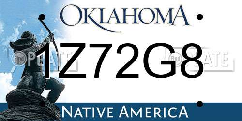 1Z72G8 Oklahoma License Plate