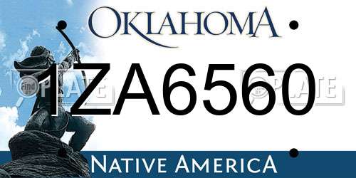 1ZA6560 Oklahoma License Plate