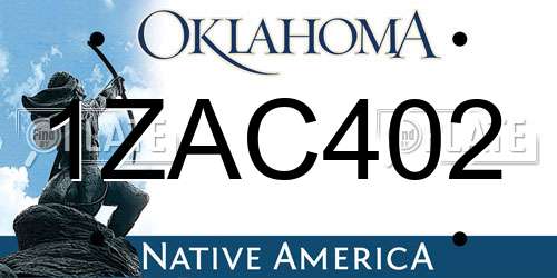 1ZAC402 Oklahoma License Plate