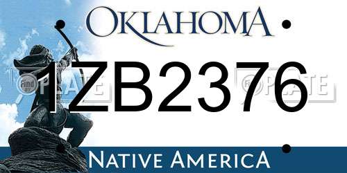 1ZB2376 Oklahoma License Plate