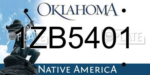 1ZB5401 Oklahoma License Plate