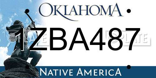 1ZBA487 Oklahoma License Plate