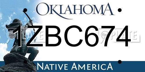 1ZBC674 Oklahoma License Plate