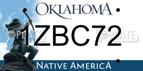 1ZBC72 Oklahoma License Plate