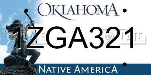 1ZGA321 Oklahoma License Plate