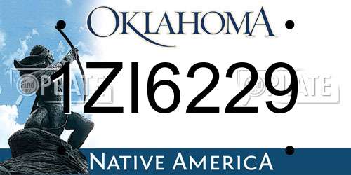 1ZI6229 Oklahoma License Plate