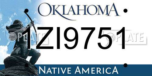1ZI9751 Oklahoma License Plate