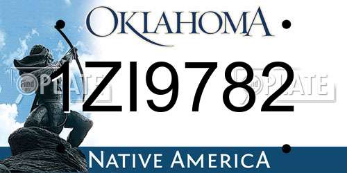 1ZI9782 Oklahoma License Plate