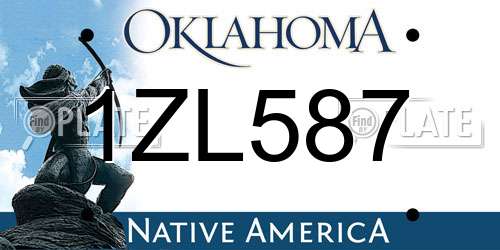 1ZL587 Oklahoma License Plate