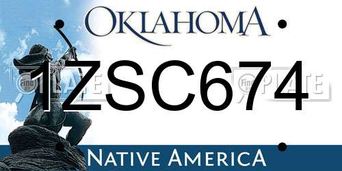 1ZSC674 Oklahoma License Plate