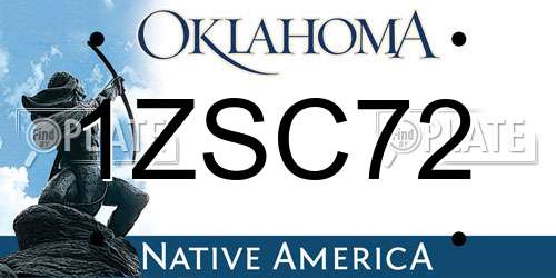 1ZSC72 Oklahoma License Plate