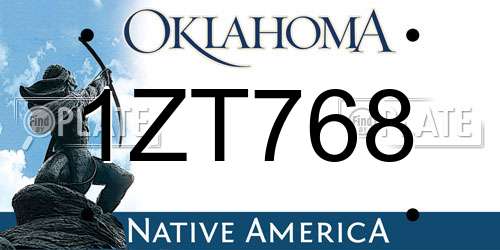 1ZT768 Oklahoma License Plate
