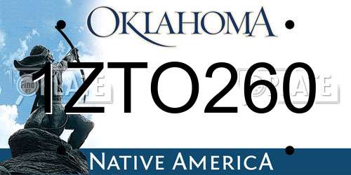 1ZTO260 Oklahoma License Plate