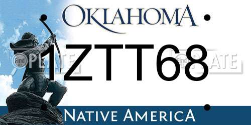 1ZTT68 Oklahoma License Plate