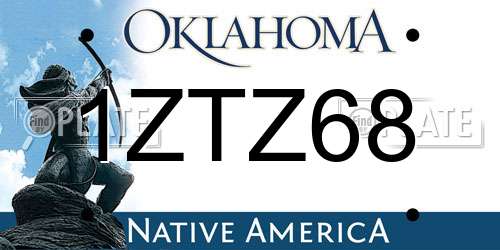 1ZTZ68 Oklahoma License Plate