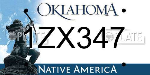 1ZX347 Oklahoma License Plate