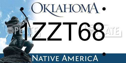 1ZZT68 Oklahoma License Plate
