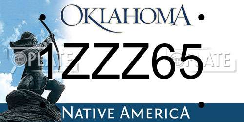 1ZZZ65 Oklahoma License Plate