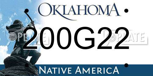 200G22 Oklahoma License Plate