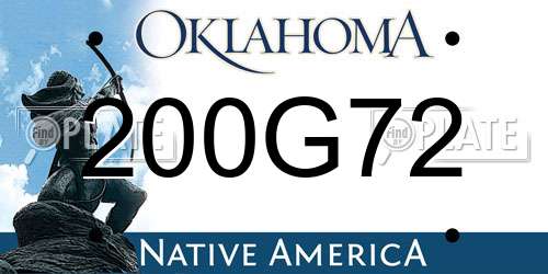 200G72 Oklahoma License Plate