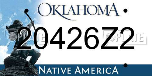 20426Z2 Oklahoma License Plate