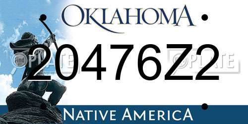 20476Z2 Oklahoma License Plate
