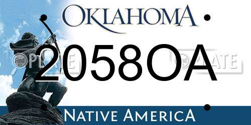 2058OA Oklahoma License Plate