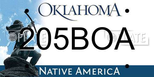 205BOA Oklahoma License Plate