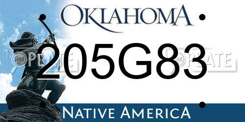 205G83 Oklahoma License Plate