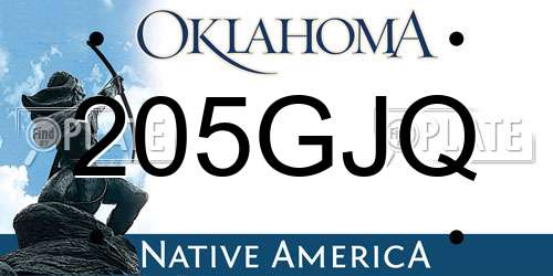 205GJQ Oklahoma License Plate