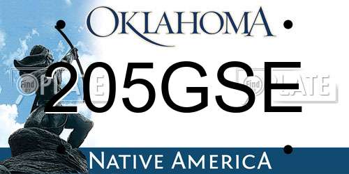 205GSE Oklahoma License Plate