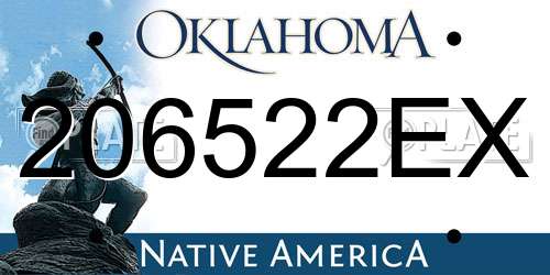 206522EX Oklahoma License Plate
