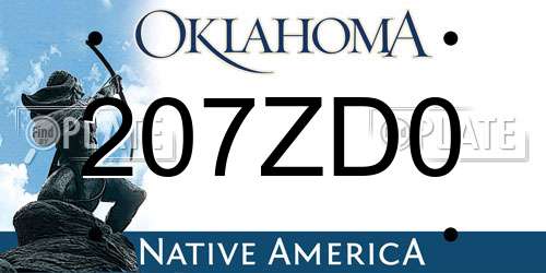 207ZD0 Oklahoma License Plate