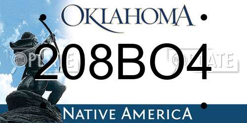 208BO4 Oklahoma License Plate