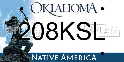 208KSL Oklahoma License Plate