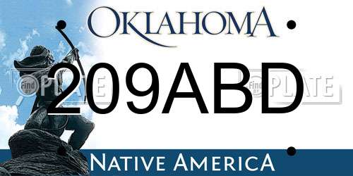 209ABD Oklahoma License Plate