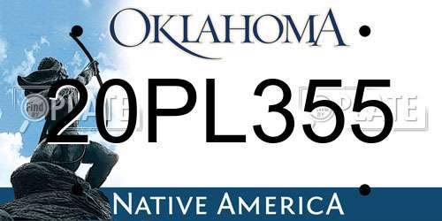 20PL355 Oklahoma License Plate