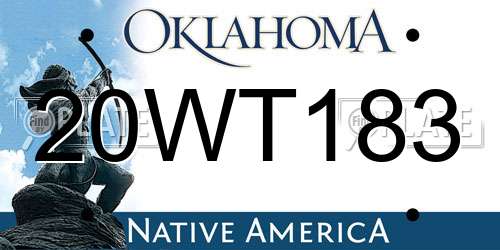 20WT183 Oklahoma License Plate