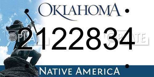2122834 Oklahoma License Plate
