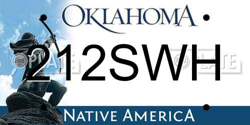 212SWH Oklahoma License Plate