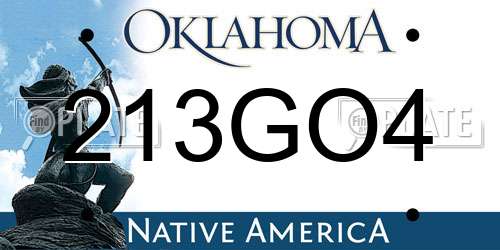 213GO4 Oklahoma License Plate
