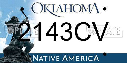 2143CV Oklahoma License Plate