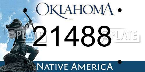 21488 Oklahoma License Plate