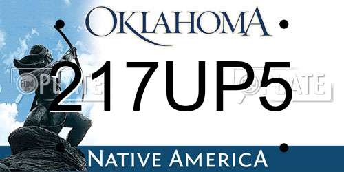 217UP5 Oklahoma License Plate